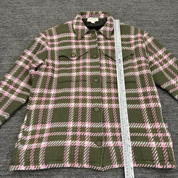 Outerknown Cloud Weave Shirt Jacket Women Medium Green Plaid Organic Lined Hike - Picture 5 of 10